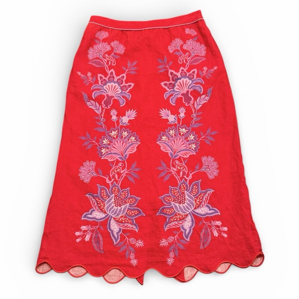 FARM RIO Porcelain Linen Midi Skirt Women's M - Picture 2 of 12